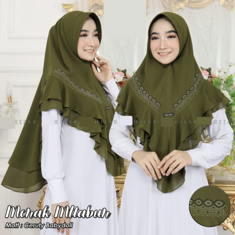 Jilbab Ceruti 2 Layer PAYET NS Jumbo Mewah / Khimar Syar'i Ceruti Babydoll Rempel Payet