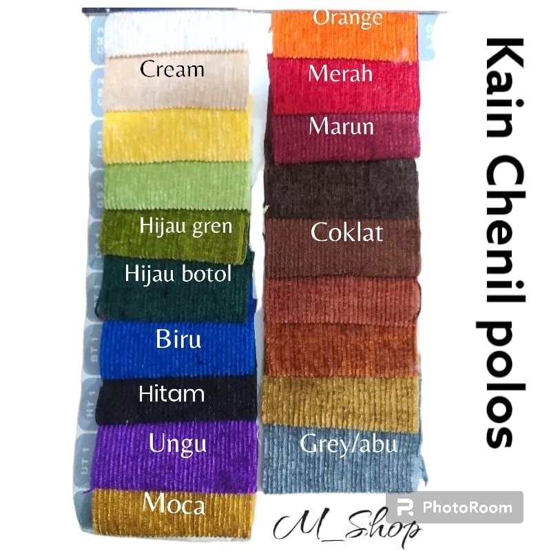 Kain Chenile Bludru Papan Bunga Polos - Kain Sofa Jenifer Polos Meteran - Furniture Kain Chenille