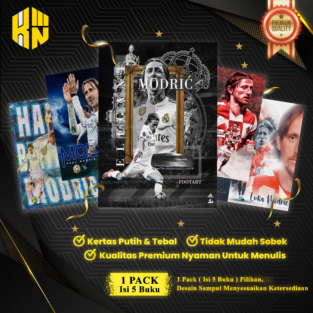 

KEN.IND - Buku Tulis Sekolah Custom Tema Sepak Bola LUKA MODRIC Bergaris 38 Lembar 1 Pak Isi 5 Buku/ Buku Tulis Anime/ Buku Aesthetic/ Buku Catatan