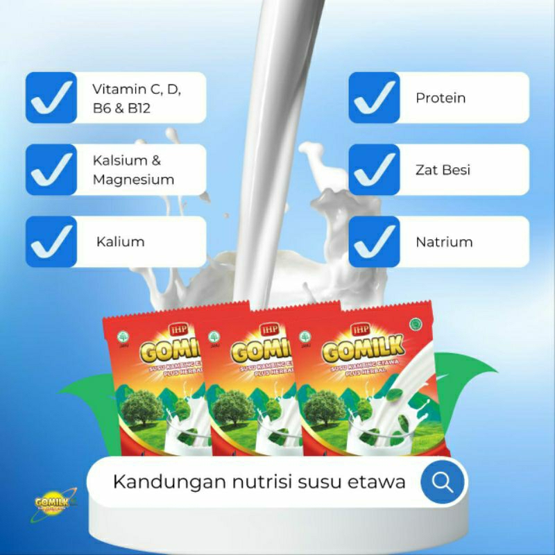 

Gomilk sachet/susu etawa/BB booster/kesehatan usus,tulang,pernafasan