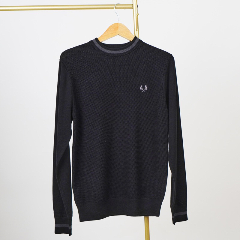 FRED PERRY Pullover Textured Front Crewneck Jumper