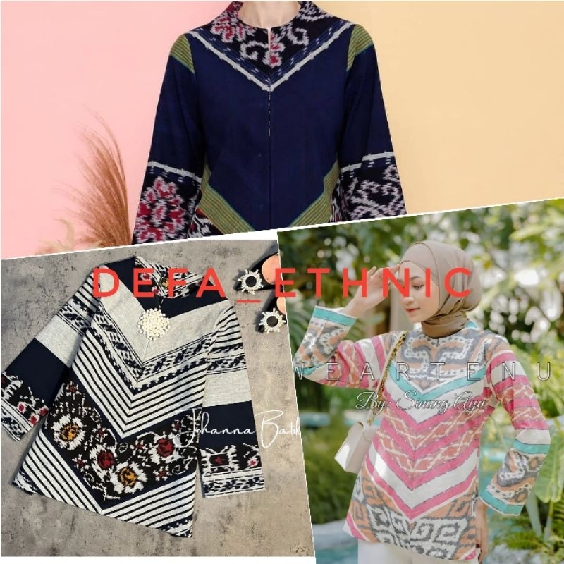 blus tenun wanita lengan panjang - atasan tenun wanita