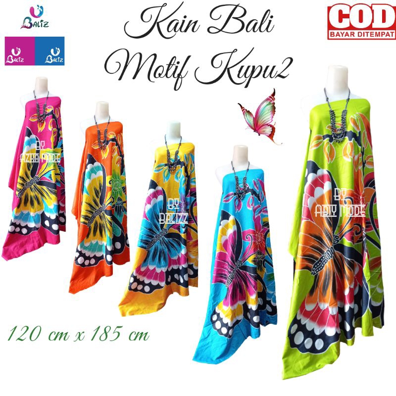Kain Pantai - Kain Bali - Sarung Pantai - Kain Bali Motif Bunga Dan  Kupu2 Jumbo - Sarung Bali - Sar