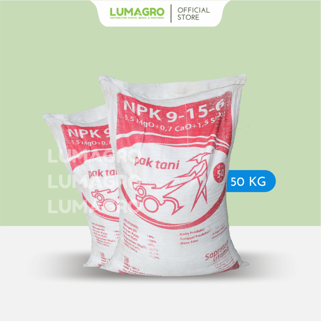 Pupuk Npk 9-15-6 Pak Tani 50kg Nutrisi Mempercepat Pertumbuhan Daun Fase Vegetatif Saprotan Utama