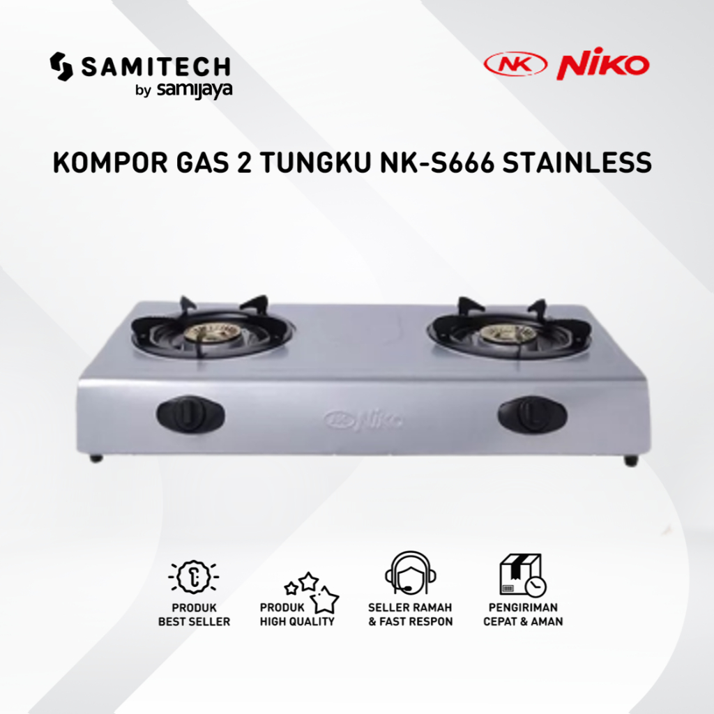 KOMPOR 2 TUNGKU NIKO NK-S666 NK S666 NIKO 666 S STAINLESS BERGARANSI
