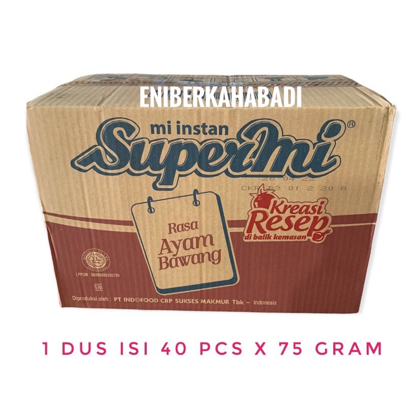 

Supermi Ayam Bawang exp Juni 2025 1 dus isi 40 pcs x 75 gram