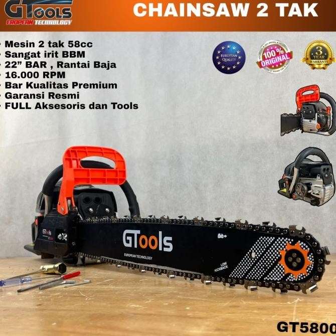 CHAIN SAW 2TAK GTOOLS EROPA type GT5800 senso potong chainsaw kayu GTOOLS EROPA TECHNOLOGY.
