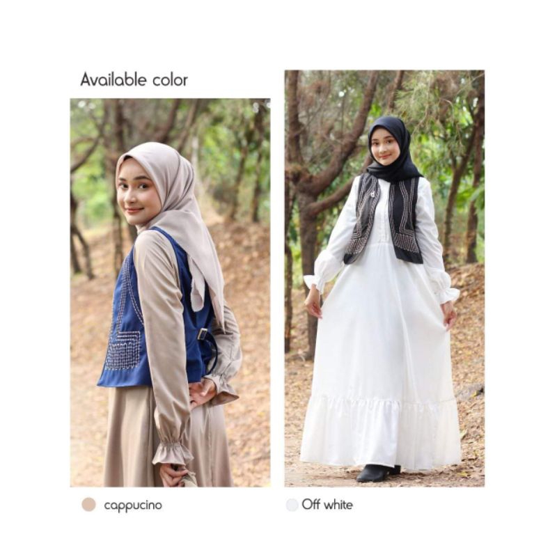 gamis rayon dannis keren/gamis dannis putih dan cappucino terbaru