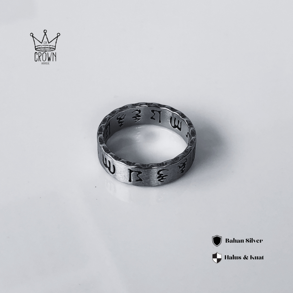 SANSKRIT RING BY CROWN //  CINCIN SANSKRIT PRIA WANITA TITANIUM STAINLESS ANTI KARAT TEBAL