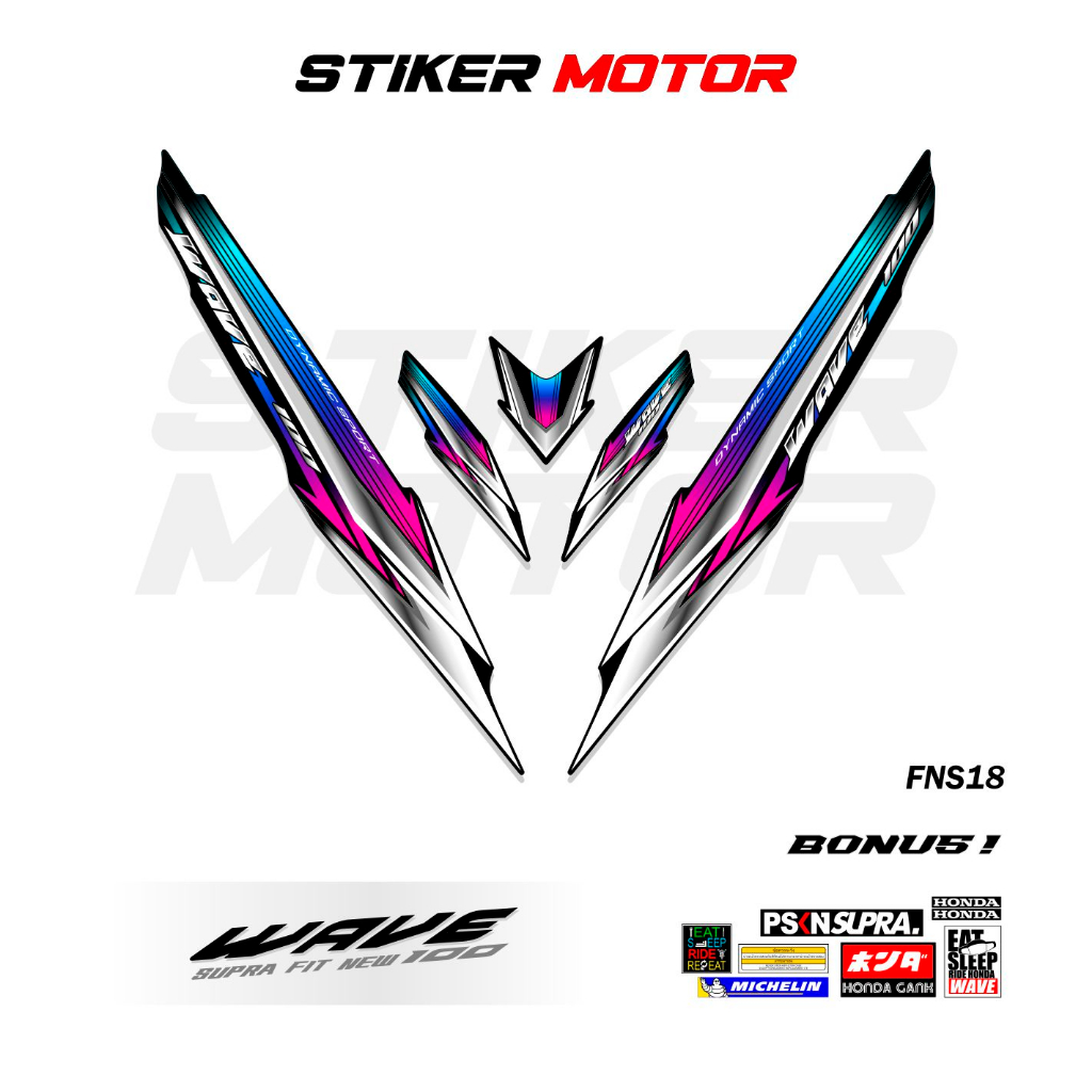 FNS18 STRIPING SUPRA FIT NEW VARIASI GRAPHIC RACING SIMPEL STIKER SUPRA FIT NEW 2005 2006 2007 2008 