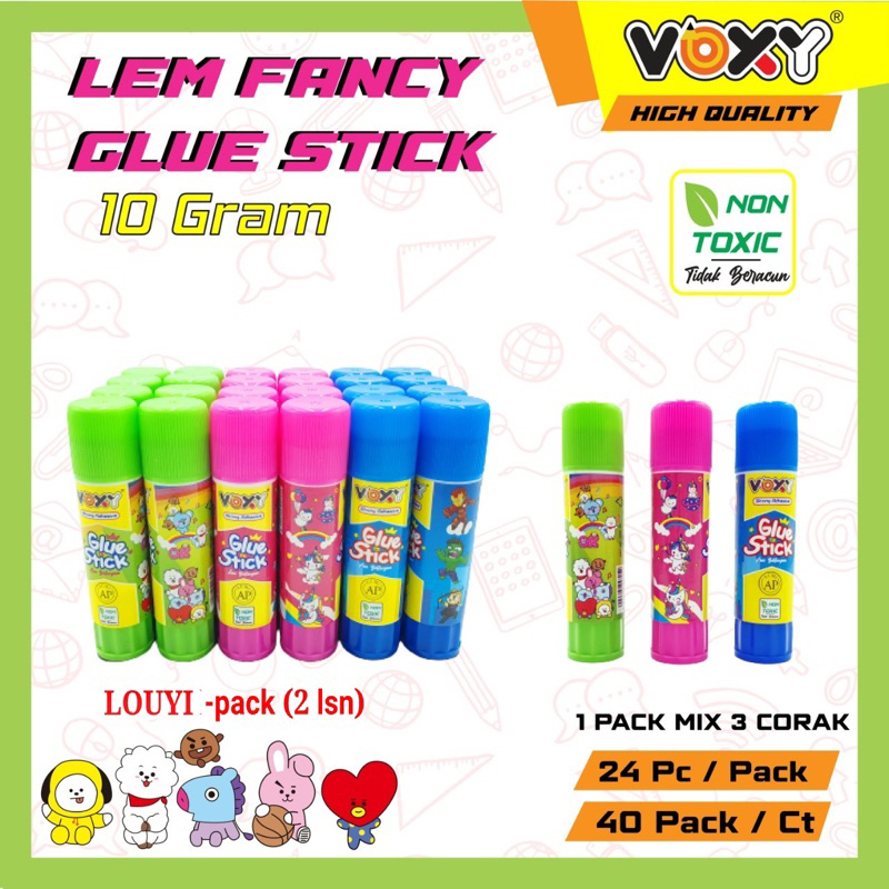 

Lem Glue fancy warna warni harga perbox isi 24pc cuma