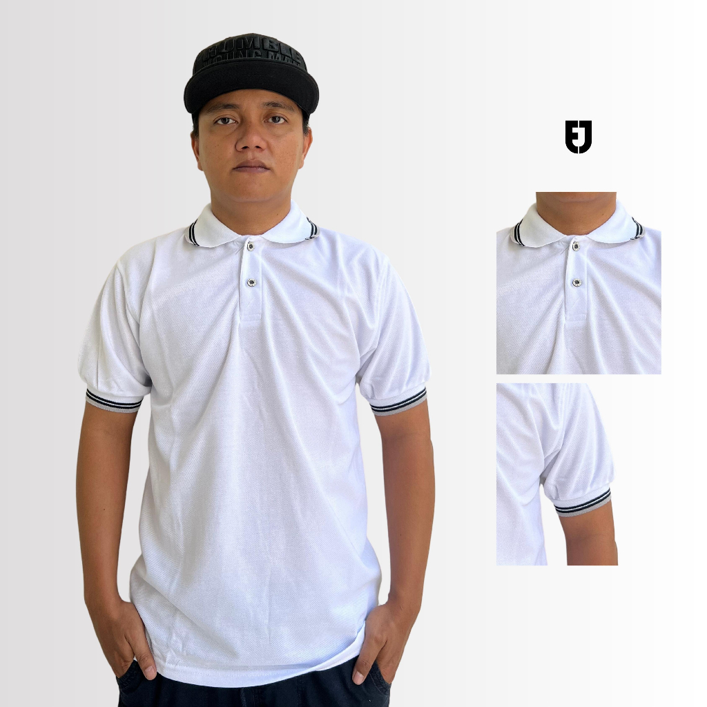 Polo Shirt Polos Strip Pendek Putih