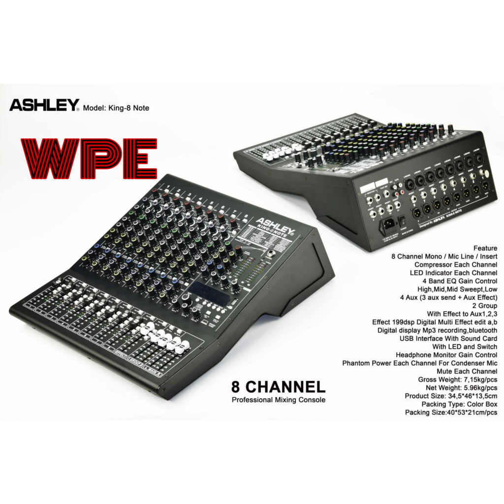 mixer audio ashley king 8note/king 8 note/king8 note 8 chanel original
