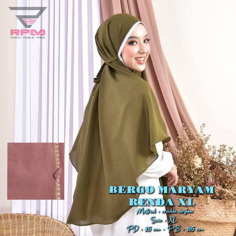 BERGO MARYAM CRINKLE RENDA XL/BERGO MARYAM RENDA JUMBO/BERGO MARYAM RENDA TERBARU SUPER JUMBO/KERUDU