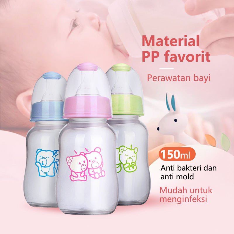 Botol Susu Bayi 150ml Botol Bayi Standard Neck PP Baby Bottle Baru Lahir Botol Minum Bayi Sedotan Lu