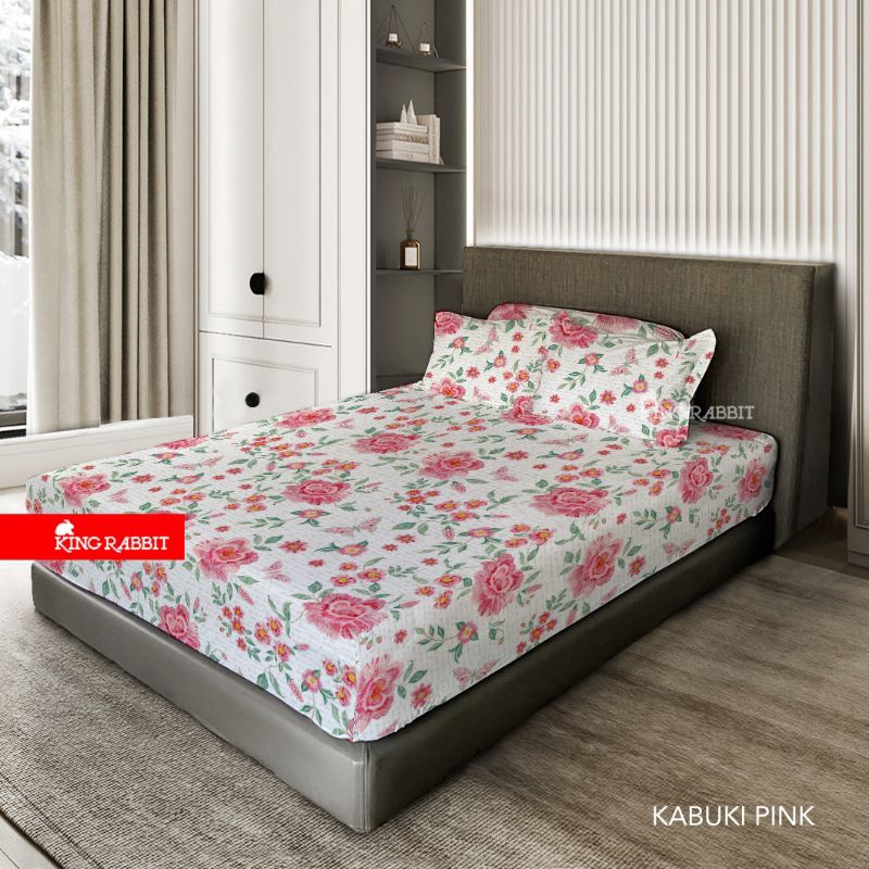 King Rabbit Reserve Sprei Sarung Bantal &  Sarung Guling Motif KABUKI PINK