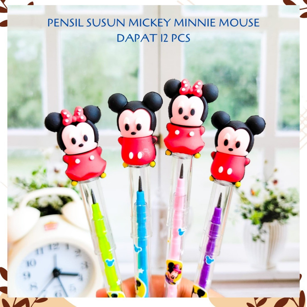 

SELUSIN PENSIL MICKEY MINNIE MOUSE ISI 12 PCS UNIK PENSIL SUSUN BENSIA PELURU PENCIL KARAKTER REFILL UNIK