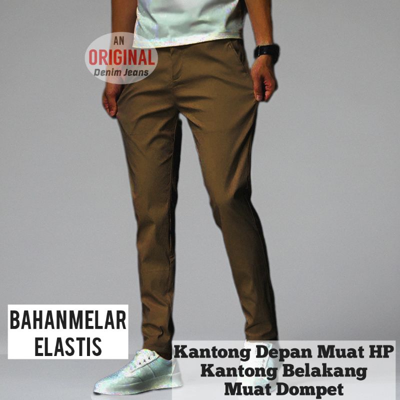 Celana Chino Pria Panjang Slimfit Chinos cowo cino cowok Premium pensil / Celana pria