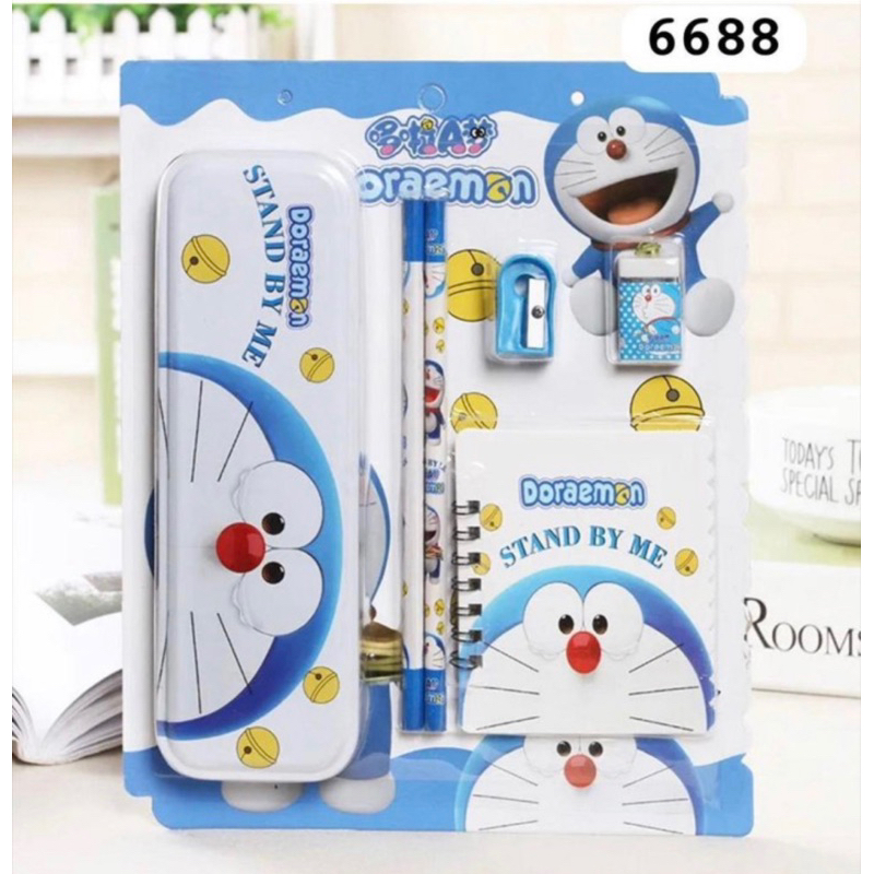 

Set Alat tulis 6pcs Kotak Pensil Buku Pengasah Penghapus - Tempat Pensil Set 6in1