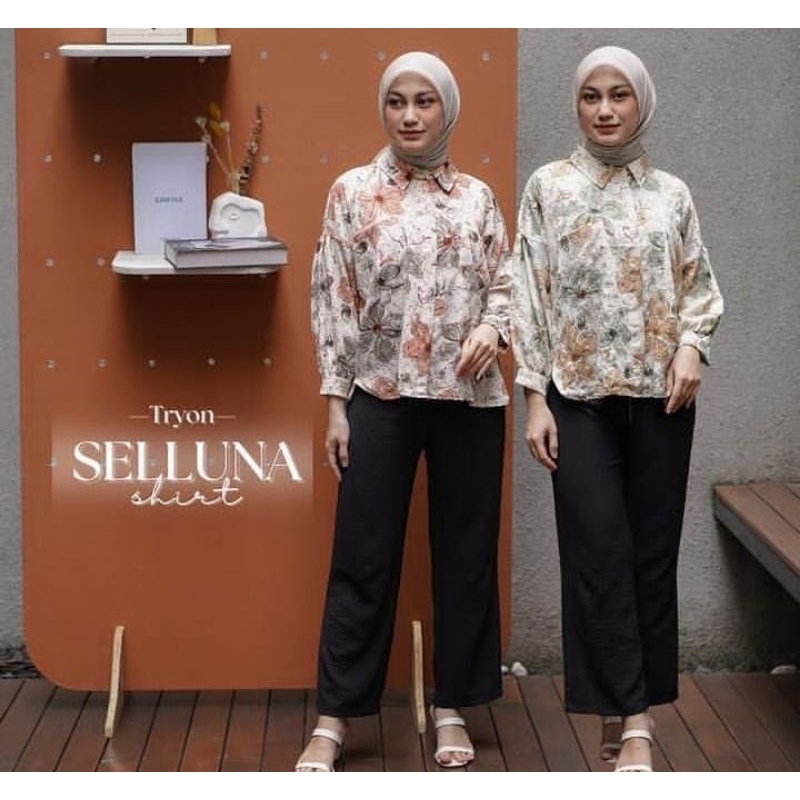 Blouse wanita motif bunga-bunga - Baju atasan wanita muslimah - Blouse gaya vintage