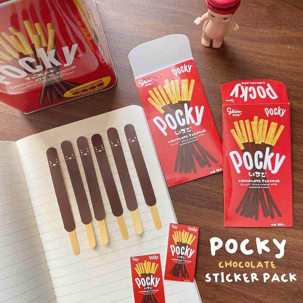 

Pocky sticker pack - strawberry & choco stiker lucu