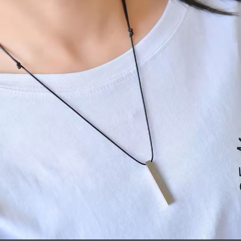 KALUNG TALI HITAM PRIA LIONTIN BALOK MODEL TERBARU