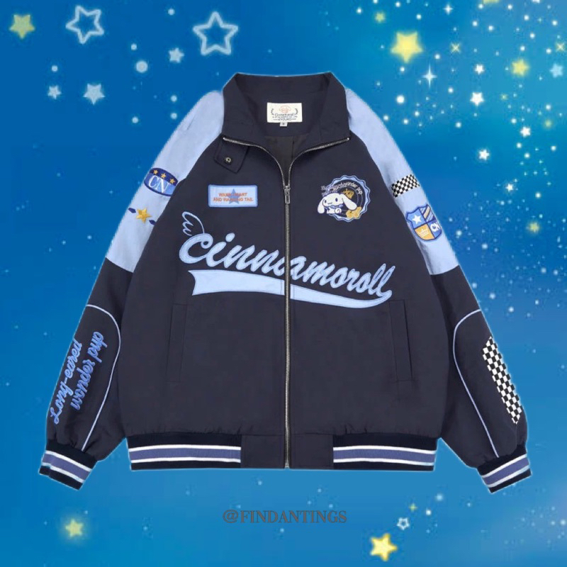 CINNAMOROLL BOMBER JACKET NAVY WANITA UNISEX #FATS2375