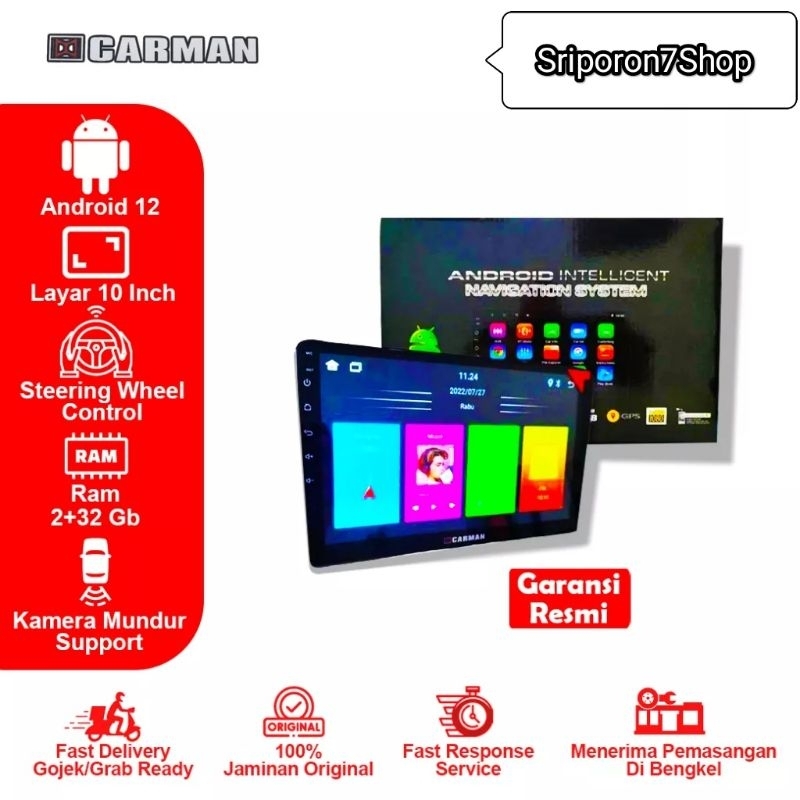 Double Din/Tipe Mobil Android 10Inci Carman/DHD