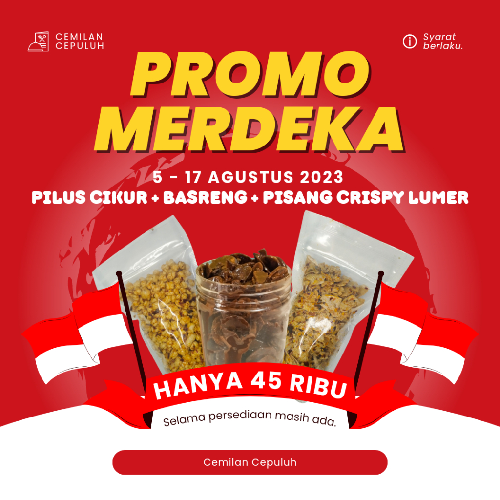 

Promo Merdeka 3 Cemilan Pedas Dan Manis