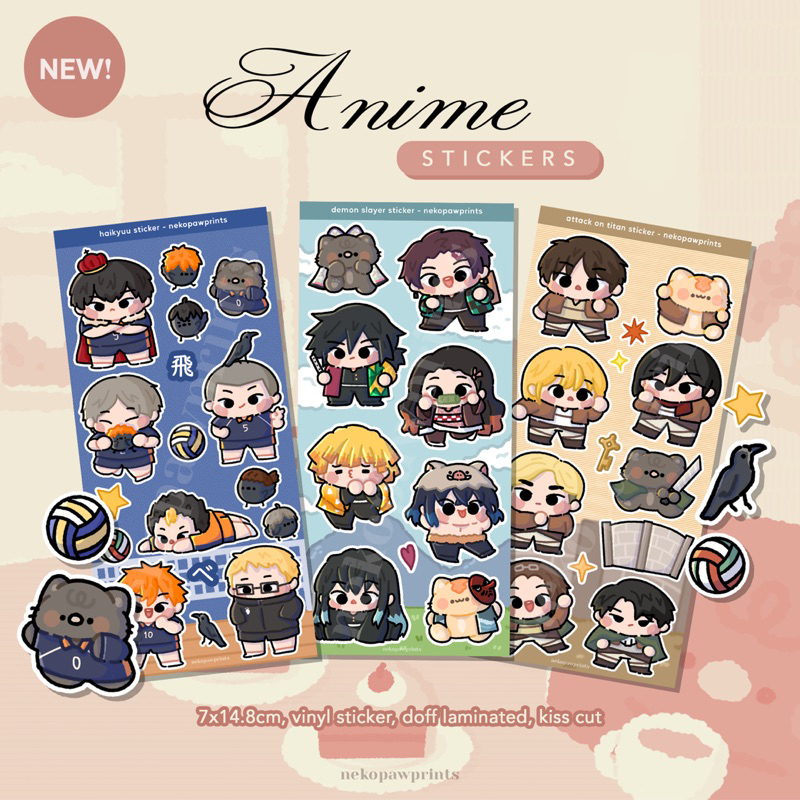 

nekopawprints: anime deco kiss cut stickers — stiker anime haikyuu jjk blue lock demon slayer csm blue lock