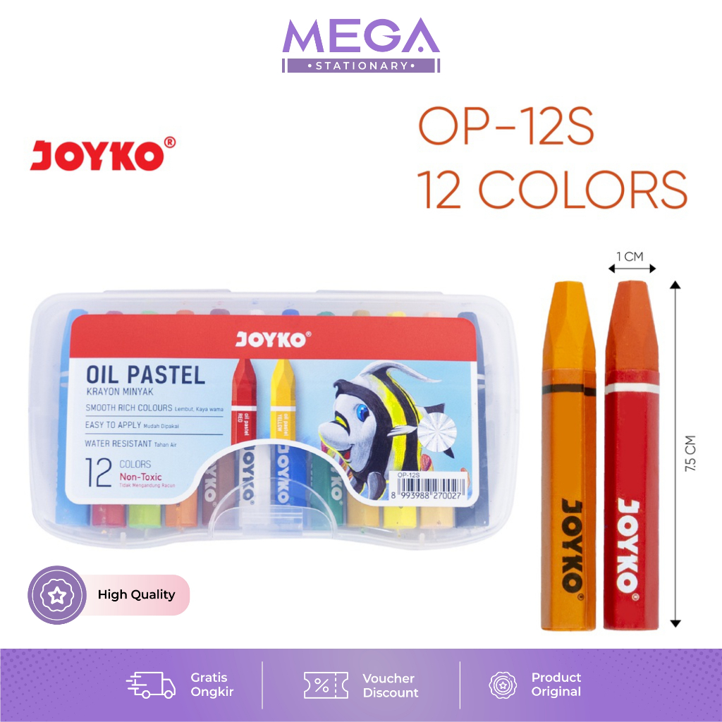 

Krayon Minyak Oil Pastel Joyko 12 Warna