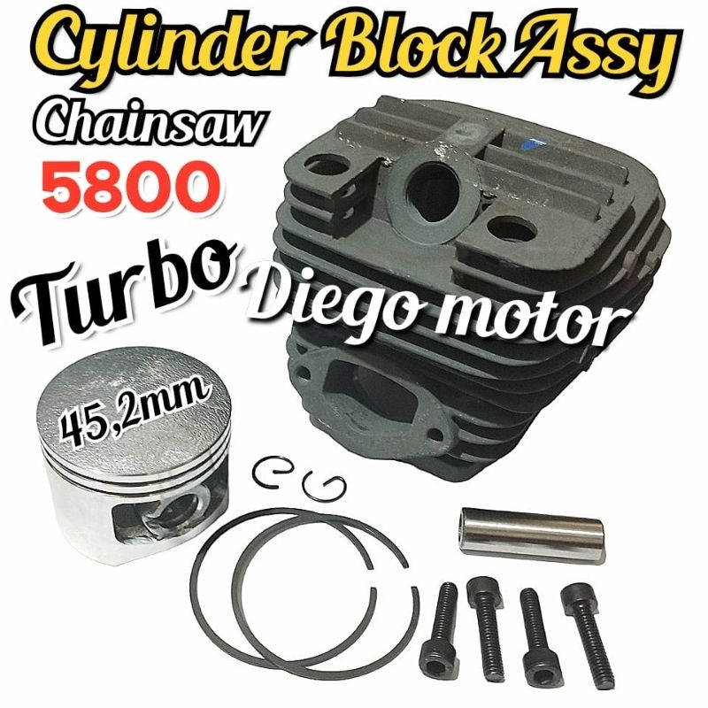 5800 Turbo Cylinder Blok Komplit Mesin Chainsaw Senso Kecil Promo Murah