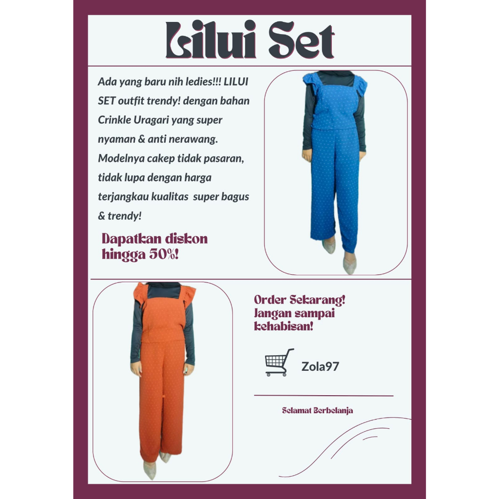 LILUI SET BAJU SETELAN WANITA CRINKLE URAGARI PREMIUM/ BAJU ONESET/ SETELAH KULOT/ BAJU WANITA/ BAJU