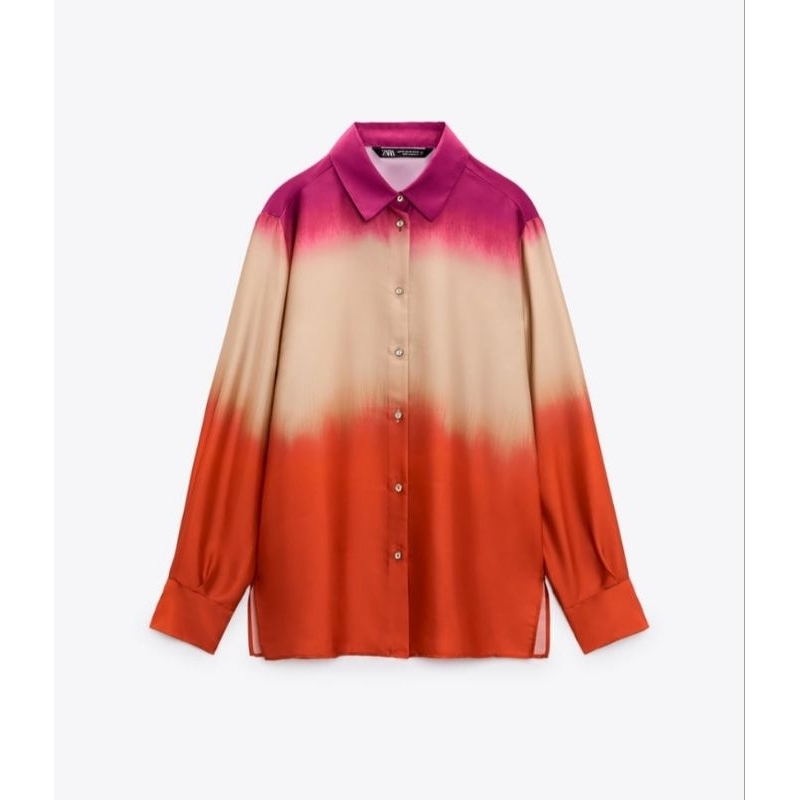 Kemeja ZARA Satin Tie dye New August 2023