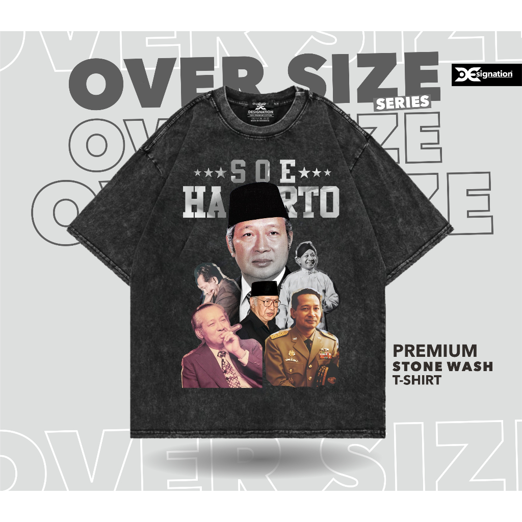 Designation - Kaos Vintage SOEHARTO Stone Wash Oversize / TShirt tokoh Presiden PAK HARTO Pahlawan L