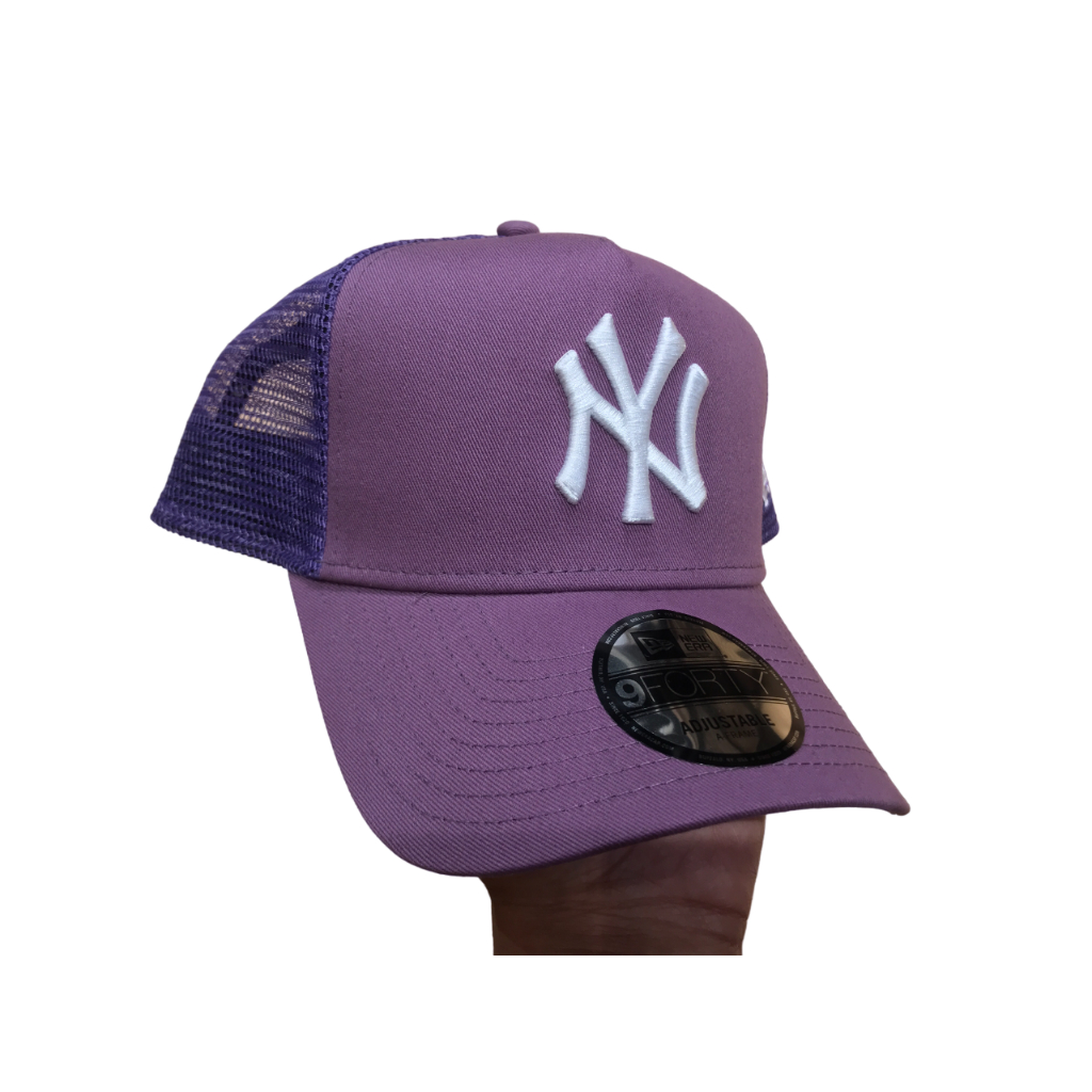Topi New Era 9Forty A-Frame Trucker New York Yankees Purple/White Snapback 100% Original Resmi