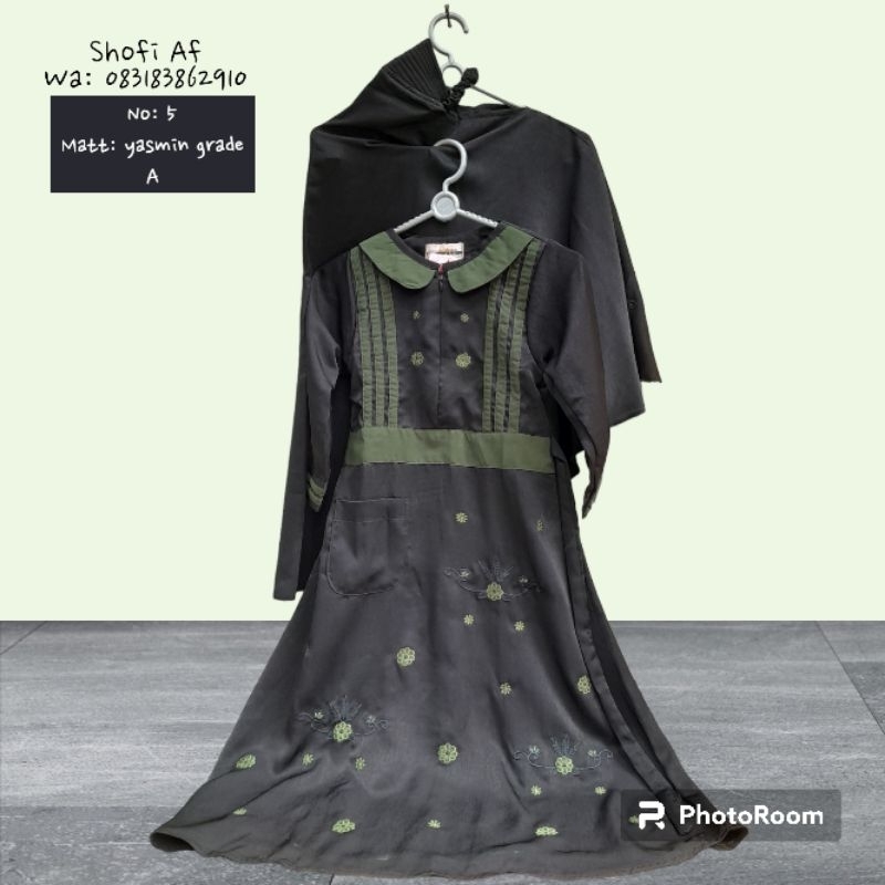 set gamis anak syari perempuan 5-6 tahun murah mewah comel
