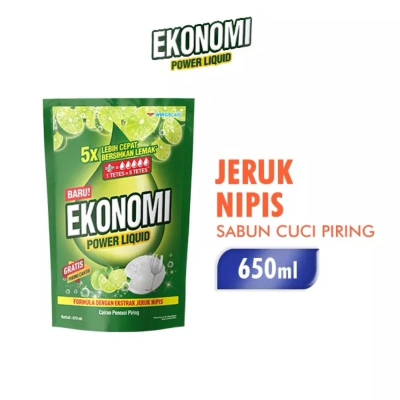 Ekonomi sabun cuci piring FREE SPON ( selama persediaan ada ) 650ml / ekonomi power liquid 650ml