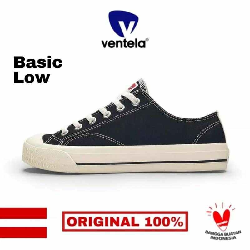 Sepatu ventela basic black natural low ventela basic black white basic all black