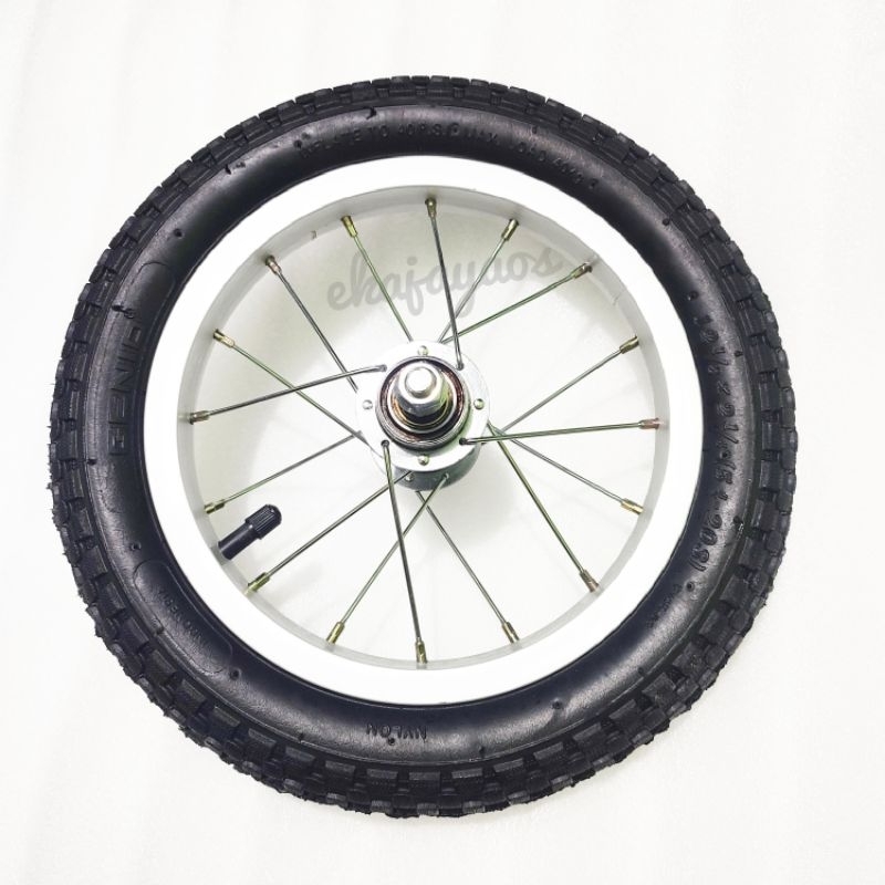 Wheelset Pushbike Bearing dengan Ban Pompa - Velg Pushbike Bearing - Roda Pushbike Bearing - Roda 12