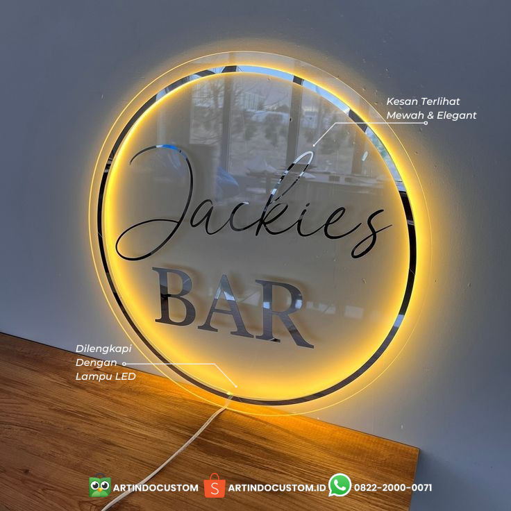 Papan Nama Usaha Sign Acrylic 3D Lampu Led / Neon Box / Huruf Timbul Hadiah Custom Mewah Termurah