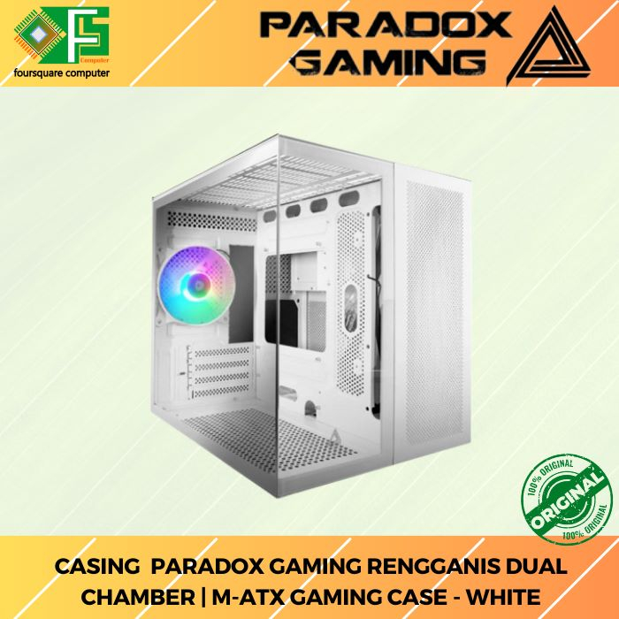 PC Casing  Paradox Gaming Rengganis Dual Chamber White | m-ATX Gaming Case