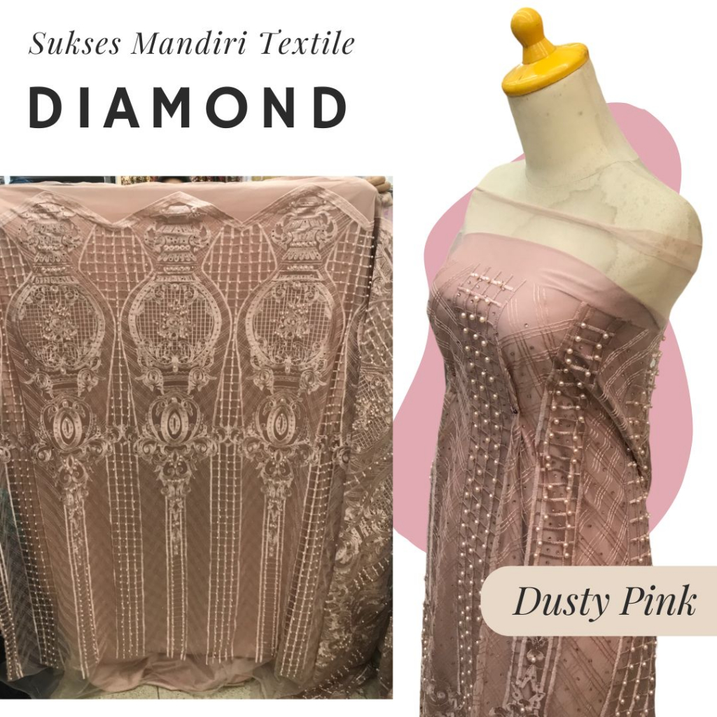 [DIAMOND] Tille Brokat Dusty Pink, Harga per 1/2 meter = 50 cm BAHAN KAIN BRUKAT TILE PREMIUM BROKAT