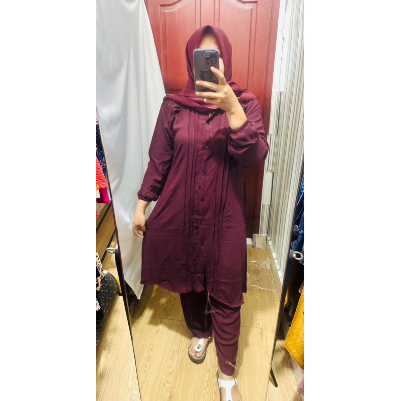 oneset setelan celana baju tunik