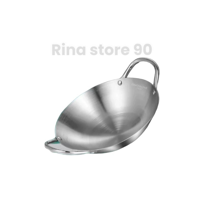 Kuali Stainless Steel Anti Lengket Wok Wajan Stainless 304 Penggorengan