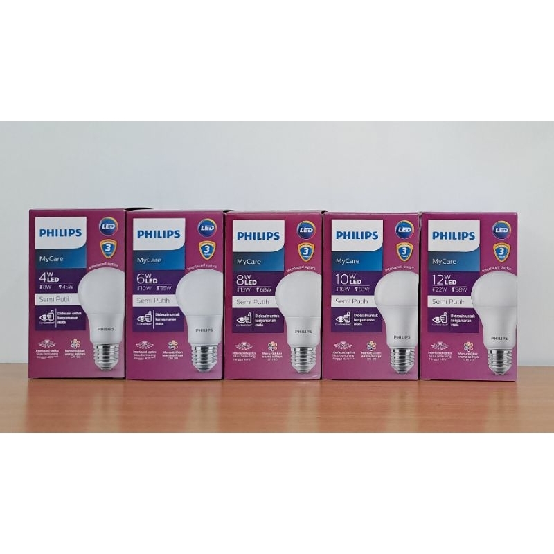 PHILIPS LED Bulb Mycare 4w 6w 8w 10w 12w warna SEMI PUTIH/ 4000K