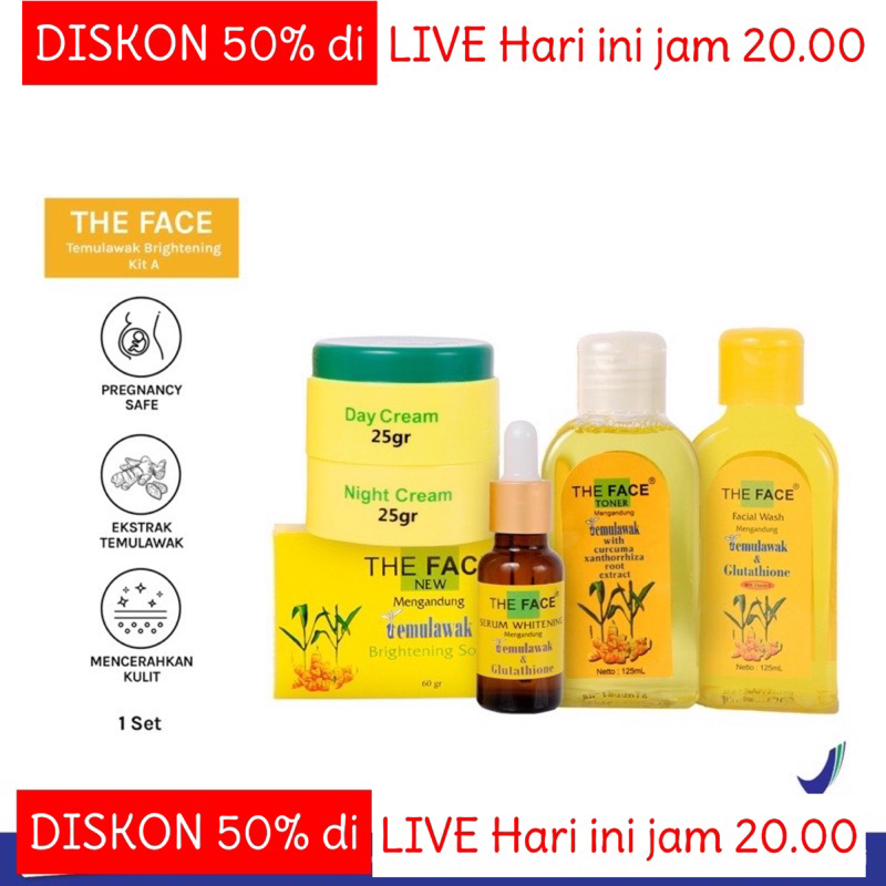 [ BISA COD ] ( DISKON 50% di LIVE ) TERMURAH THE FACE ECER PAKET KRIM TEMULAWAK ASLI BPOM 5 in 1