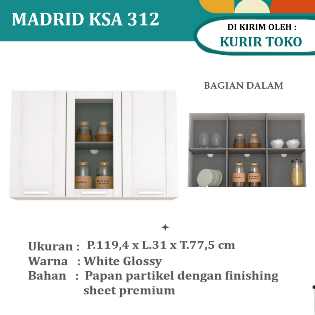 Kitchen Set Atas Dan Bawah 2 Pintu Dan 3 Pintu Madrid/Lemari Dapur Atas Dan Bawah Madrid