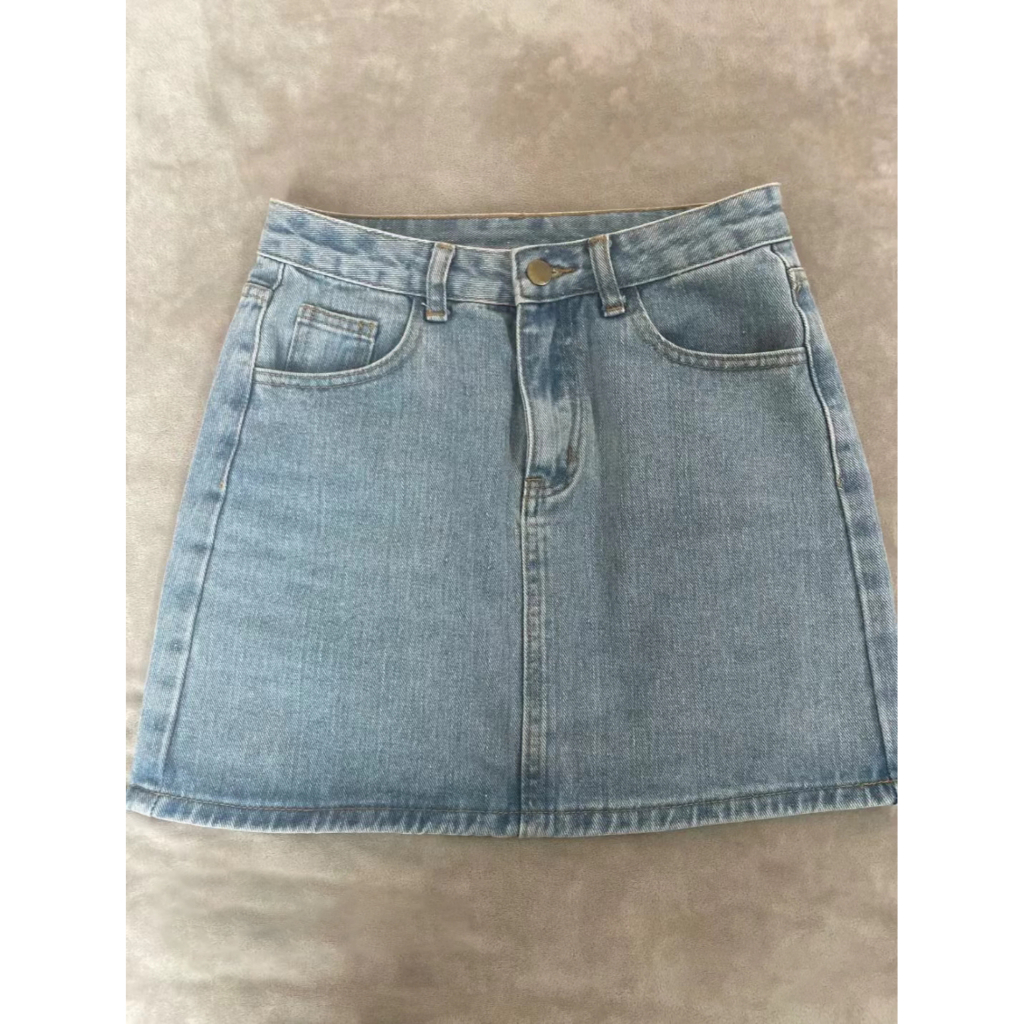 ANNE Korea A-Line Highwaist Rok Pendek Rok Jeans Wanita Kekinian