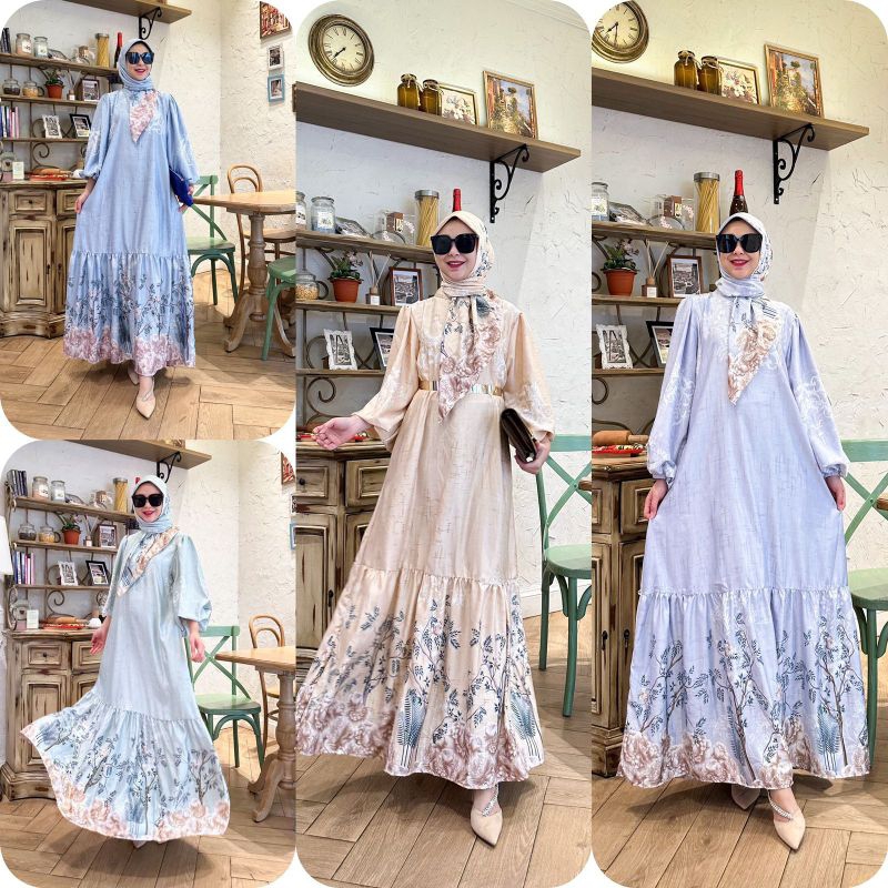 Gamis wanita Silk Premium | Gamis Sultan | Gamis BKK Bangkok | Gamis plus hijab